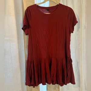Maroon J Crew Short Sleeve Top, Size Large